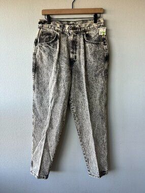 Vintage Chic Acid Wash High Rise Tapered Mom Jeans 14P USA